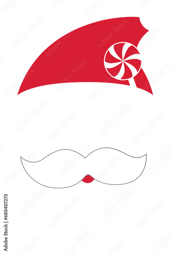 Santa Claus mask with a Christmas hat and beard Santa Claus mask with a Christmas hat and beard
