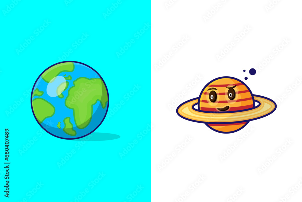 Cute cartoon planet vector set. Cute cartoon planet vector set.