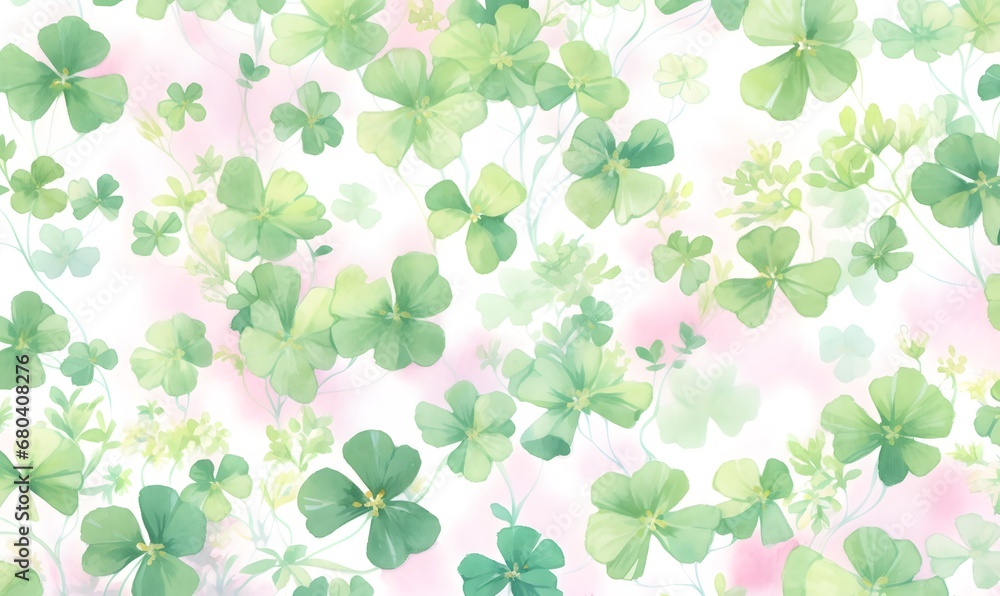 Watercolor Clover Wallpaper, Generative AI Watercolor Clover Wallpaper, Generative AI