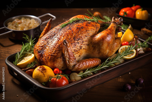 Roasted chicken with lemon and rosemary