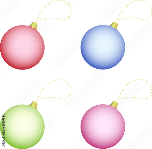 4色の球体のクリスマスオーナメントのセット
