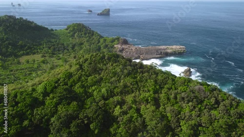 Aerial View from Batu Bengkung Beach located in Malang, East Java, Indonesia photo