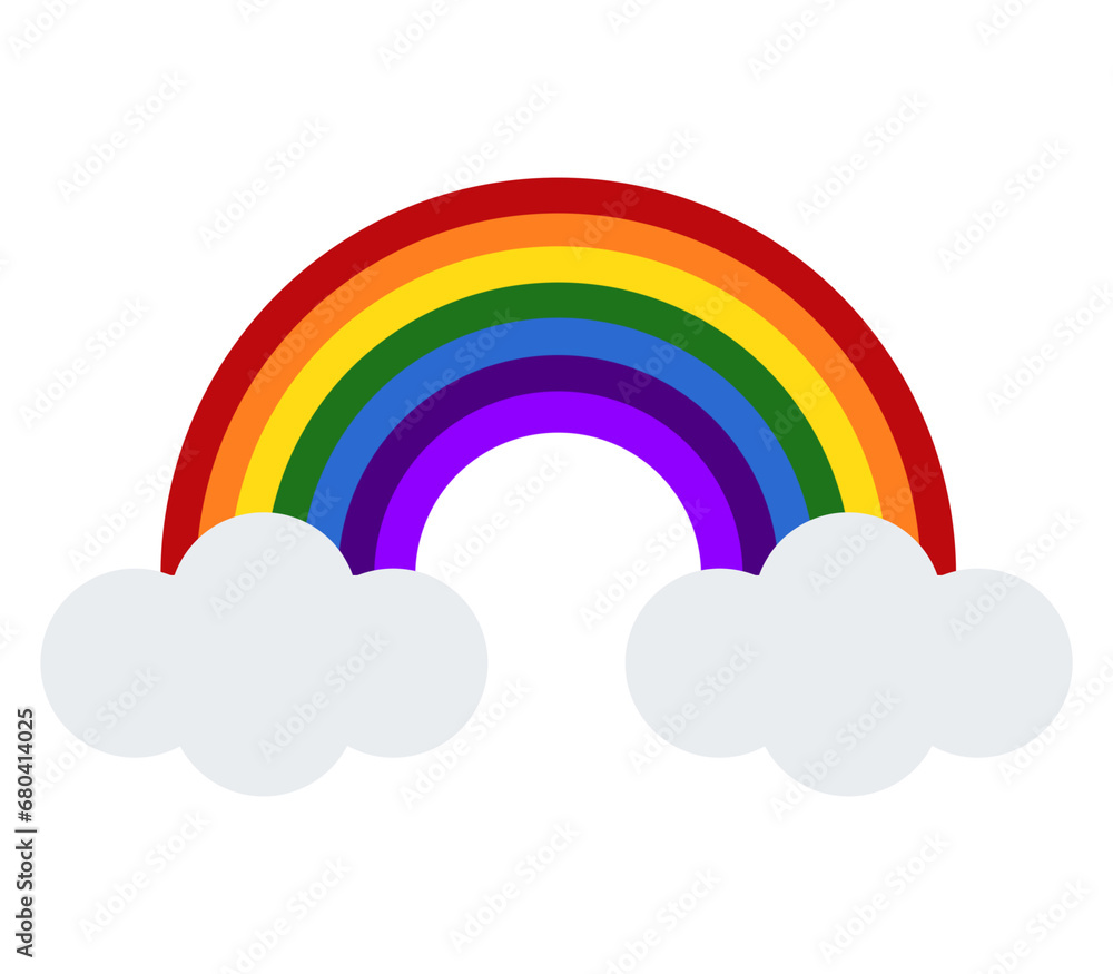 Rainbow and Clouds Isolated on White Rainbow and Clouds Isolated on White