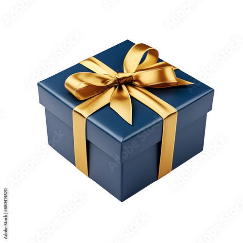 christmas Blue gift box isolated on transparent background 