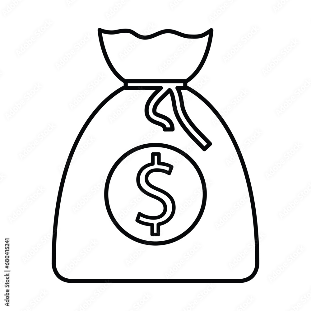 Money Bag Icon In Outline Style Money Bag Icon In Outline Style