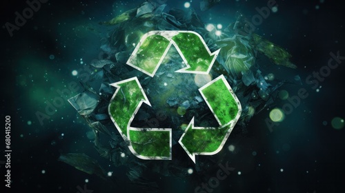 A recycling symbol on a dark background, representing the importance of recycling and environmental sustainability.
