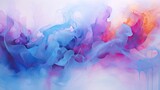 Abstract painting with blue, orange, and pink colors blending harmoniously in a vibrant and captivating composition.