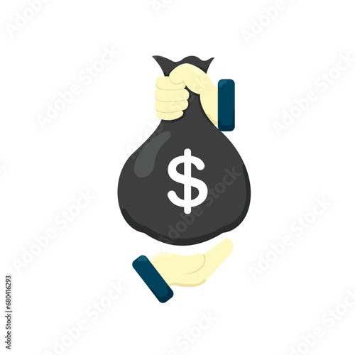 vector illustration of the concept of borrowing funds, giving money. vector illustration in flat style