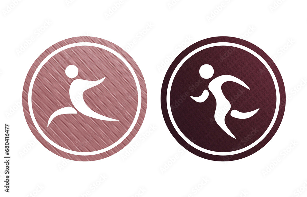running icon symbol red with texture running icon symbol red with texture