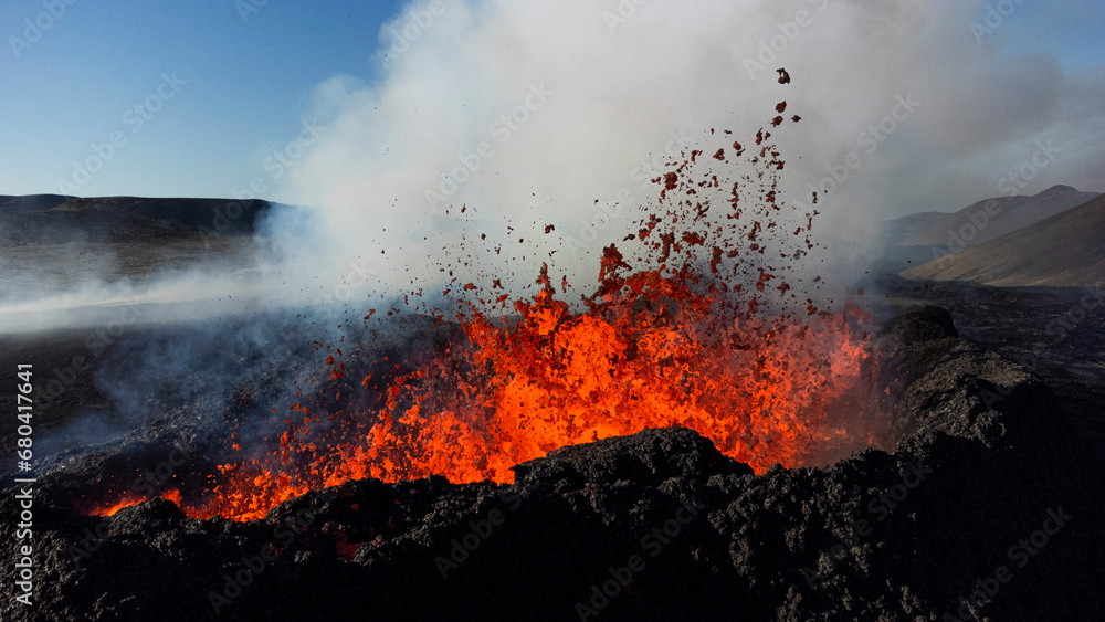 Volcano Eruption 2023 Litli-Hrútur, Iceland - obrazy, fototapety, plakaty 