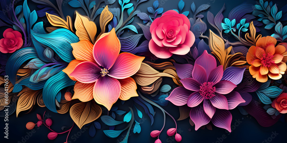 abstract 3D bohemian floral art background abstract 3D bohemian floral art background
