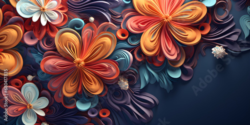 abstract 3D boho chic floral art background