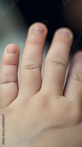close-up portrait of a newborn baby hand, AI generated, background image