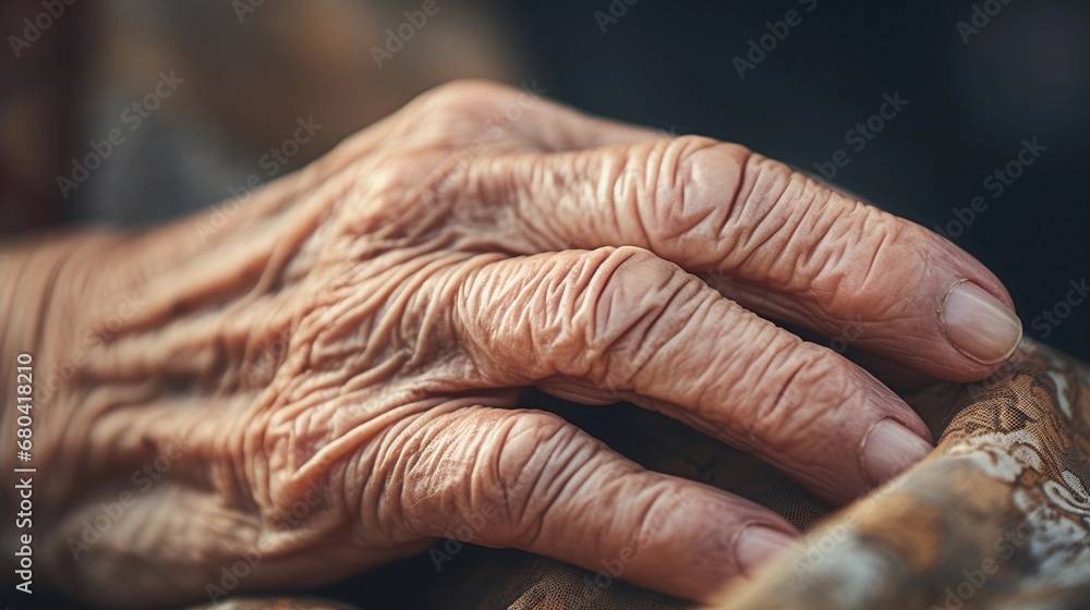 close-up portrait of an old woman hand, AI generated, background image close-up portrait of an old woman hand, AI generated, background image