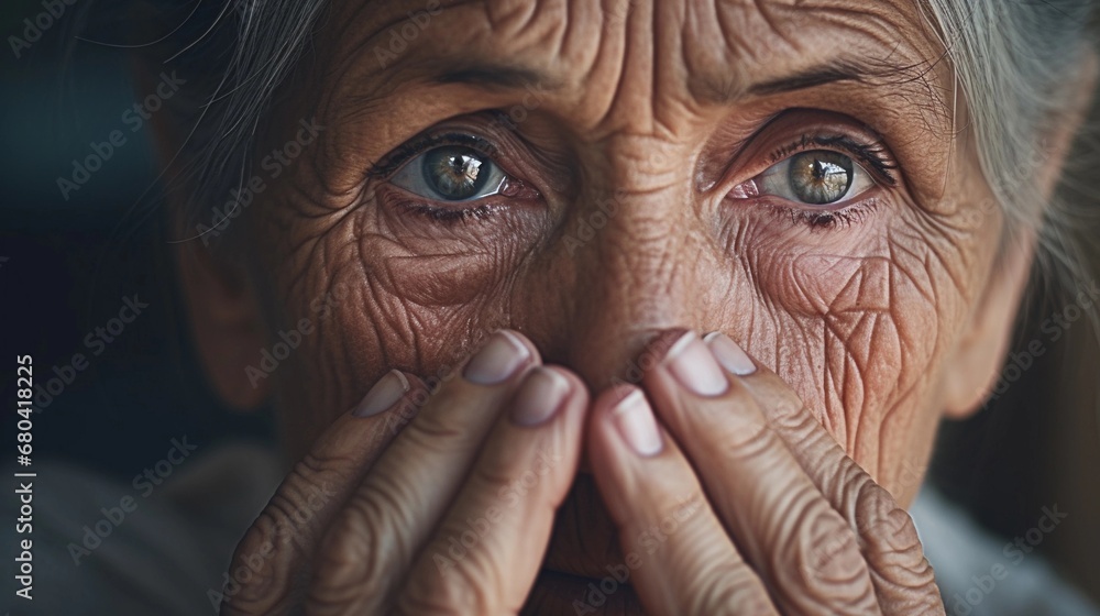 close-up portrait of an old woman hand, AI generated, background image close-up portrait of an old woman hand, AI generated, background image