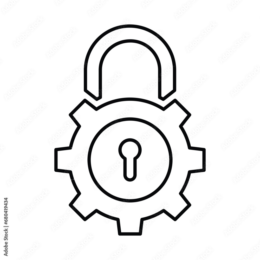 Lock Management Icon In Outline Style Lock Management Icon In Outline Style