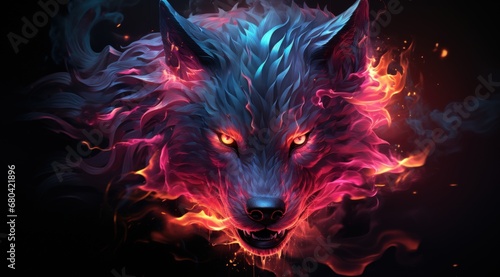 Blaze Spirit Wolf: Intense Fantasy Artwork for Creative Spaces