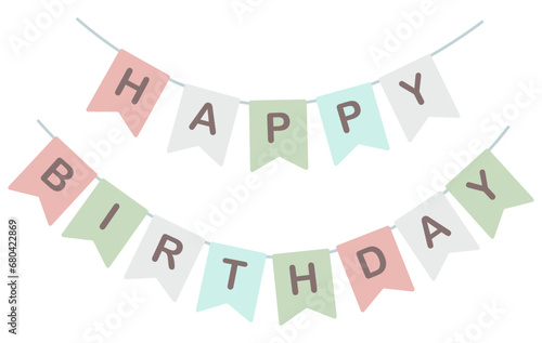 Happy Birthday Banner. Happy birthday flags banner with confetti on white background.