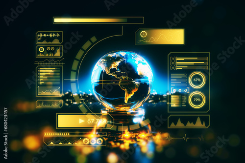 Wallpaper Mural Interactive digital world map with glowing elements on illuminated background. Global network and connectivity concept. Generative AI Torontodigital.ca