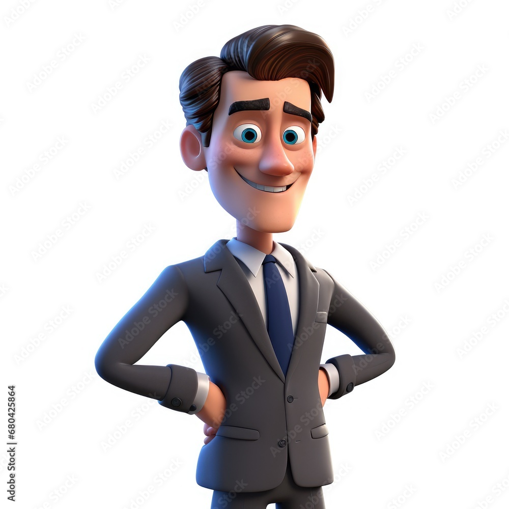 3d character young business man isolated white background 3d character young business man isolated white background
