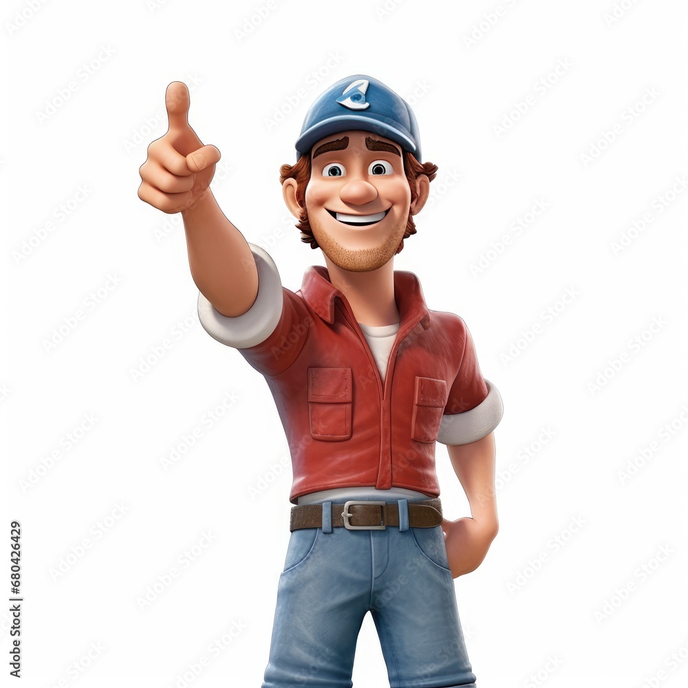3d character smiling young man with thumbs up, isolated white background 3d character smiling young man with thumbs up, isolated white background