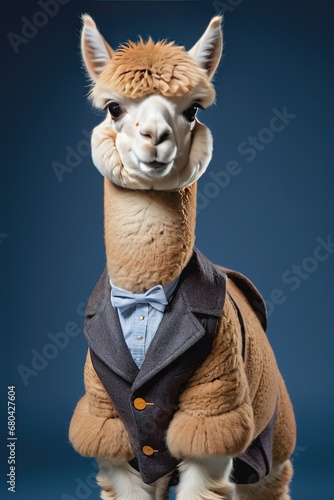 alpaca wears vest gentleman portrait © 張 菱津