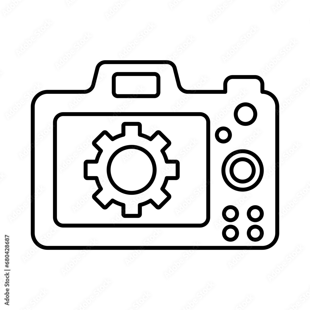 Camera Setting Mode Icon In Outline Style Camera Setting Mode Icon In Outline Style