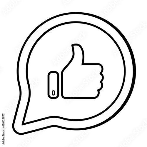 Positive Response Icon In Outline Style