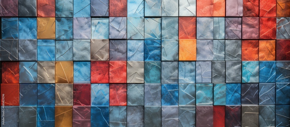 The abstract texture of the design on the construction wall bursts with a riot of vibrant colors, blending seamlessly with the wallpaper's intricate metallic lines in silver, steel, and iron alloy The abstract texture of the design on the construction wall bursts with a riot of vibrant colors, blending seamlessly with the wallpaper's intricate metallic lines in silver, steel, and iron alloy