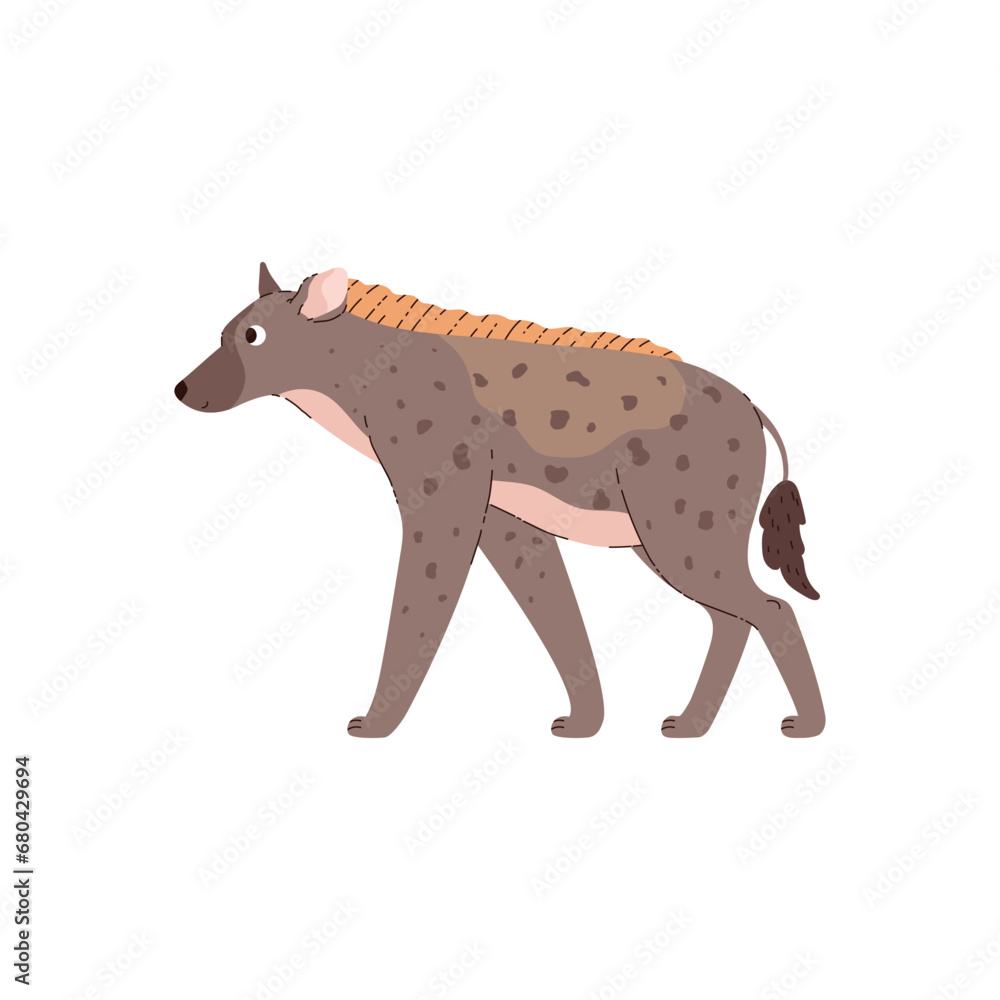 Funny hyena desert animal side view flat style, vector illustration Funny hyena desert animal side view flat style, vector illustration