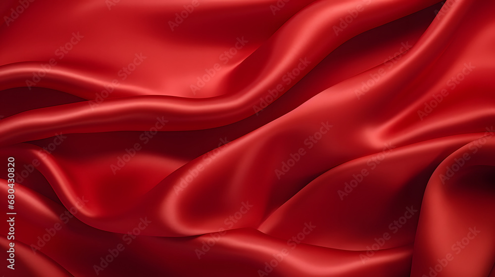 Luxurious red silk fabric texture close-up with elegant folds Luxurious red silk fabric texture close-up with elegant folds
