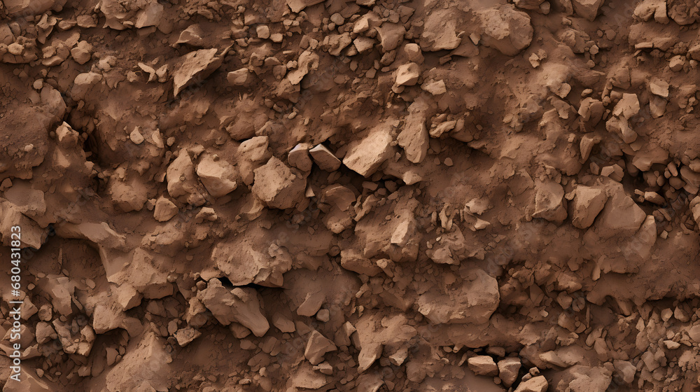 Seamless rocky clay soil ground texture with infinite pattern - obrazy, fototapety, plakaty 