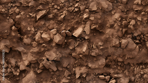 Seamless rocky clay soil ground texture with infinite pattern