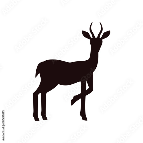 Gazelle or antelope silhouette  vector illustration isolated on white