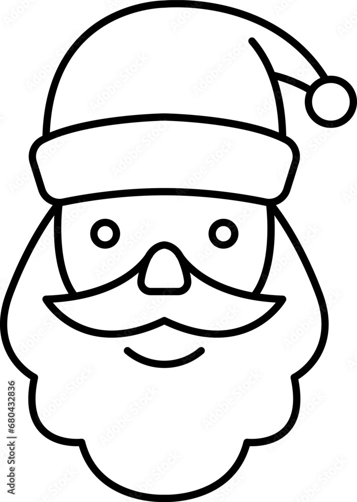Santa claus face line icon, happy xmas christmas new year vector image Santa claus face line icon, happy xmas christmas new year vector image
