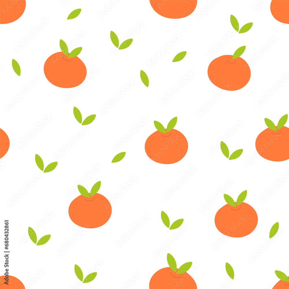 Mandarin seamless pattern. Fruit vector illustration for fabric, children's clothing, wrapping paper, children's textiles Mandarin seamless pattern. Fruit vector illustration for fabric, children's clothing, wrapping paper, children's textiles