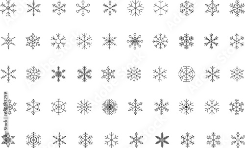 Snowflake snow freeze winter thin line outline icon. Snowflakes thin line icon set. Snowflake Simple Vector illustration