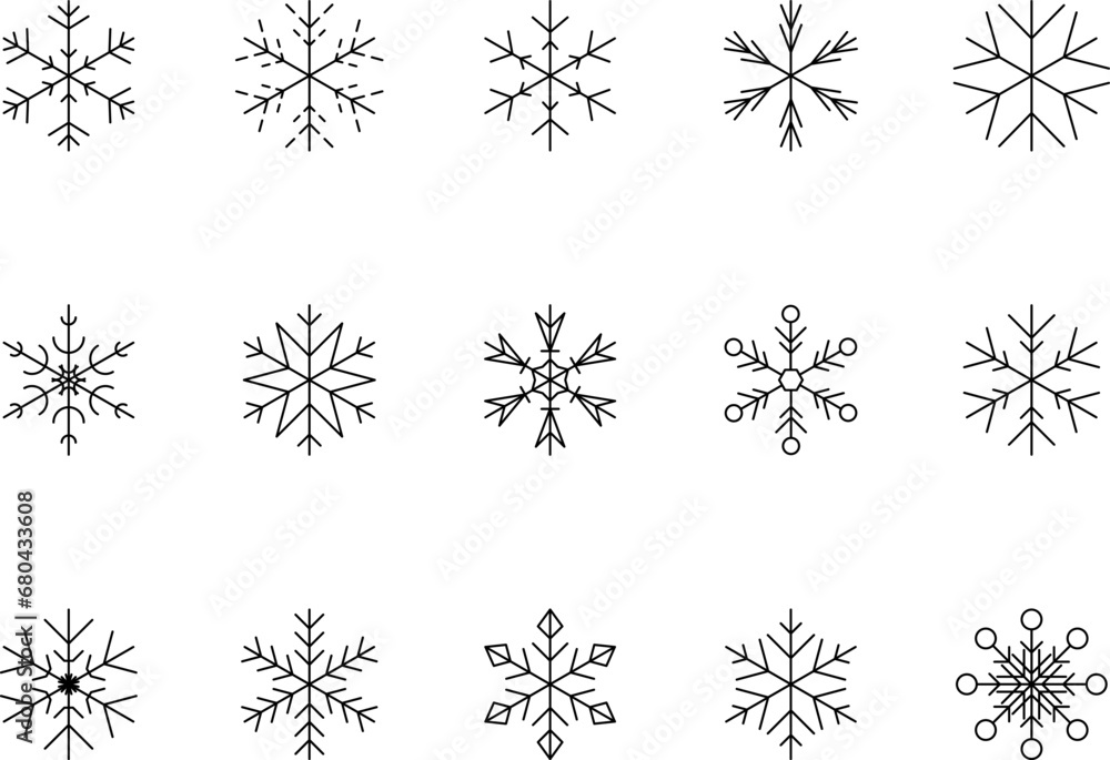 Snowflake snow freeze winter thin line outline icon. Snowflakes thin line icon set. Snowflake Simple Vector illustration Snowflake snow freeze winter thin line outline icon. Snowflakes thin line icon set. Snowflake Simple Vector illustration