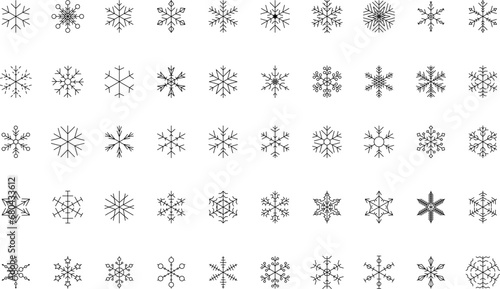 Snowflake snow freeze winter thin line outline icon. Snowflakes thin line icon set. Snowflake Simple Vector illustration photo
