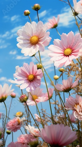 Pink flowers bloom in summer