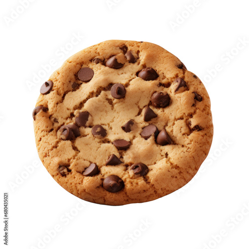 Chocolate chip cookie on  transparent background