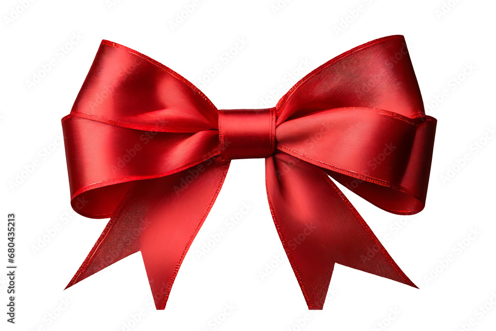 Fototapeta premium Red bow and ribbon isolated on transparent background. Generative Ai 