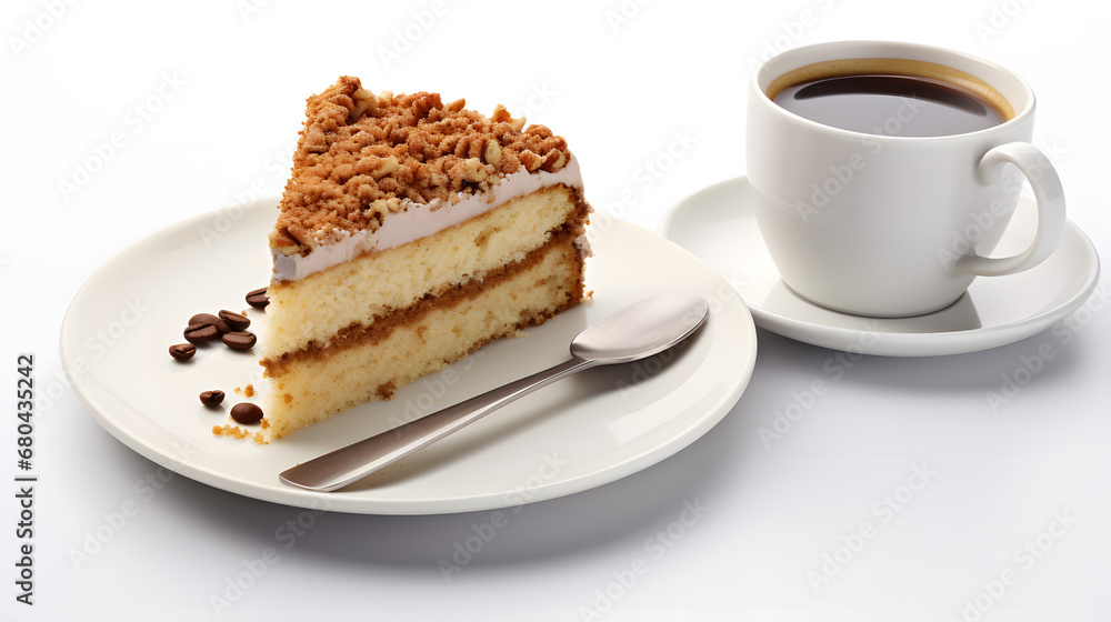 a piece of cake on a plate with coffee a piece of cake on a plate with coffee