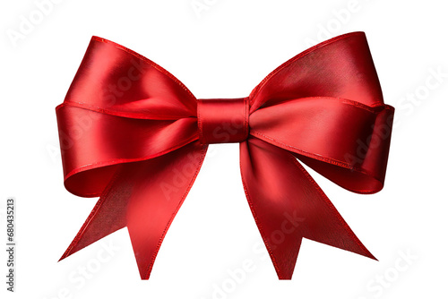Red bow and ribbon isolated on transparent background. Generative Ai 