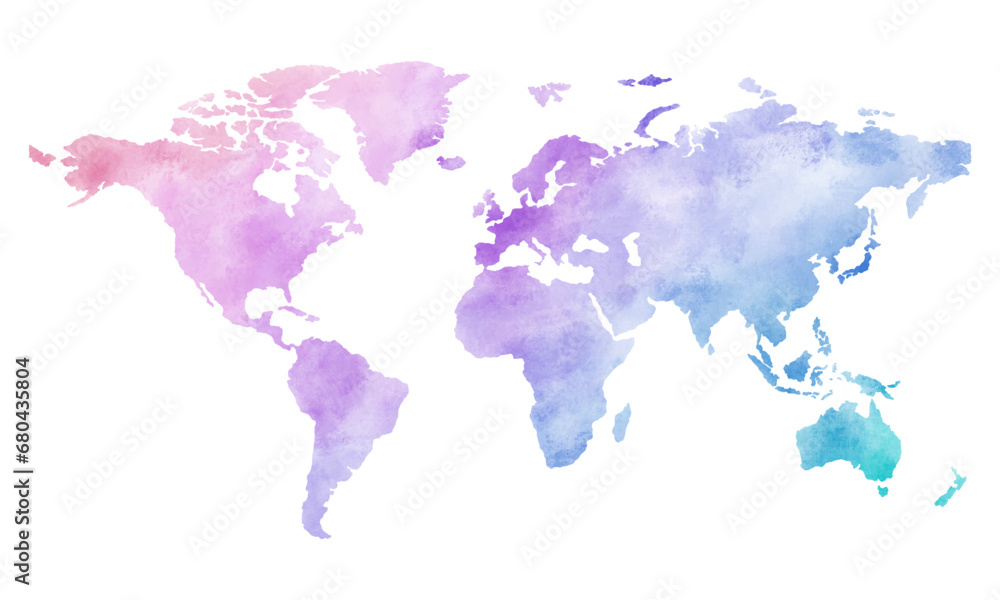 Obraz premium colorful world map watercolor vector background