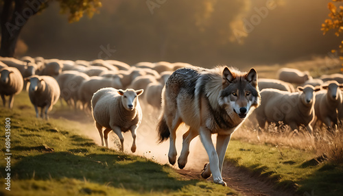 A wolf could be hidden among the sheep, blazing the trail, or holding off until the ideal opportunity to strike