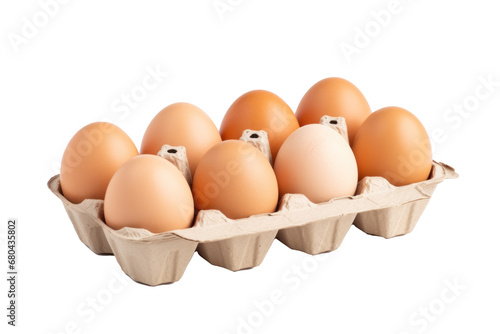 Fresh eggs in packaging on transparent background © hyam