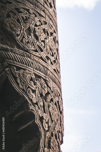 Photography Handmade artistic wood carving of ancient masters in the ancient city of Khiva i