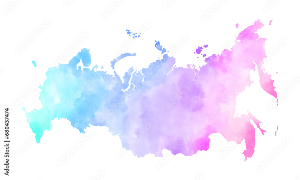 colorful russia map watercolor vector background