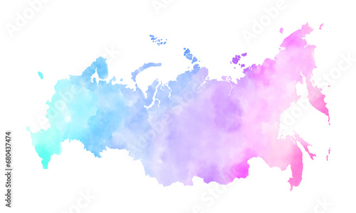 colorful russia map watercolor vector background
